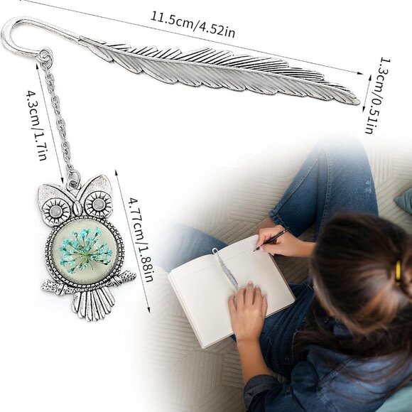 Bookmark - Owl Feather Glow in The Dark Luminous Metal Bookmark - Picture 8 of 10